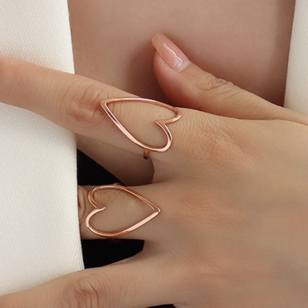 Rose Gold Plated Open Heart Ring